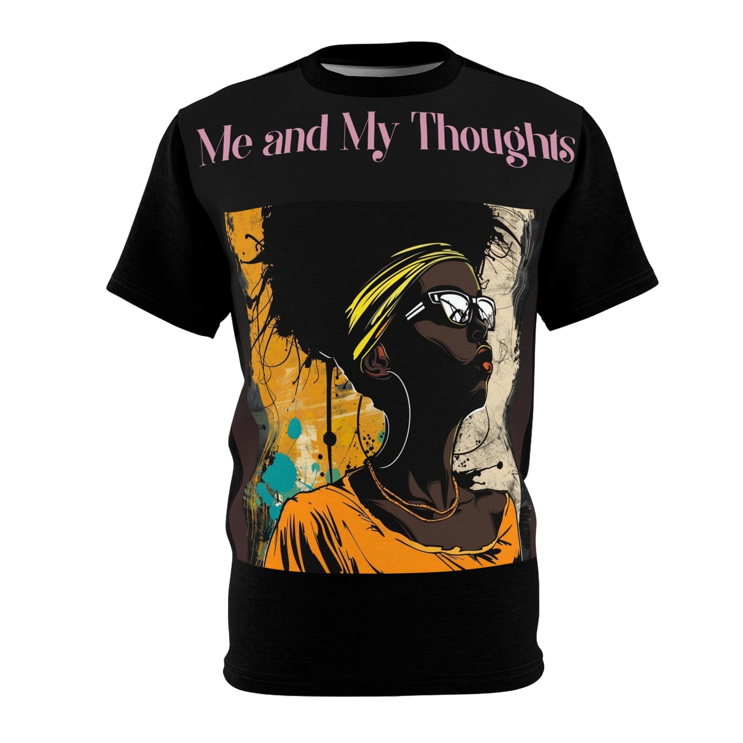 R&RH Vintage-Inspired "Me and My Thoughts" Unisex Tee - Artistic Black Shirt for Creative Souls