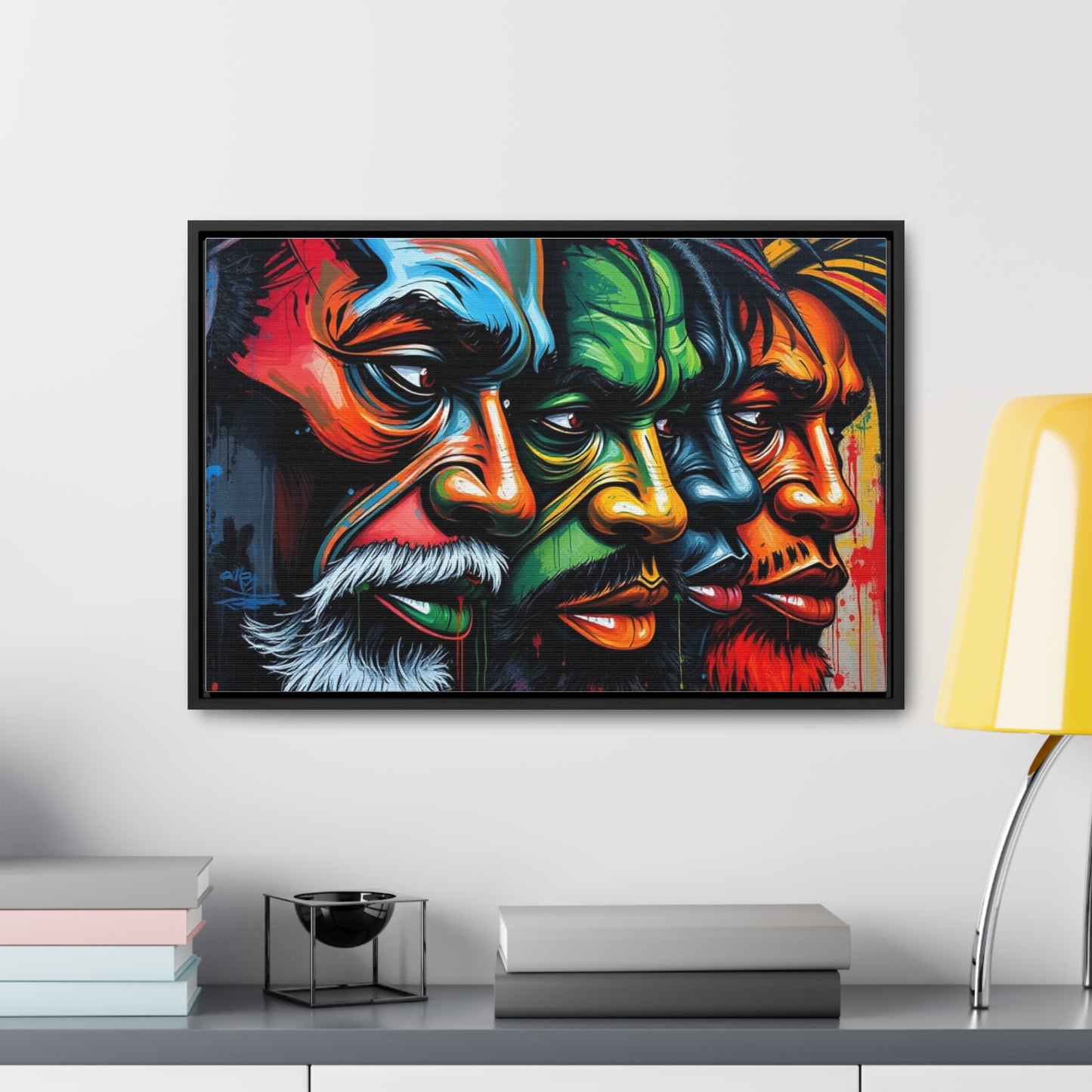 R&RH Vibrant Gallery Canvas Wraps - Horizontal Framed Art featuring Colorful Changing Faces