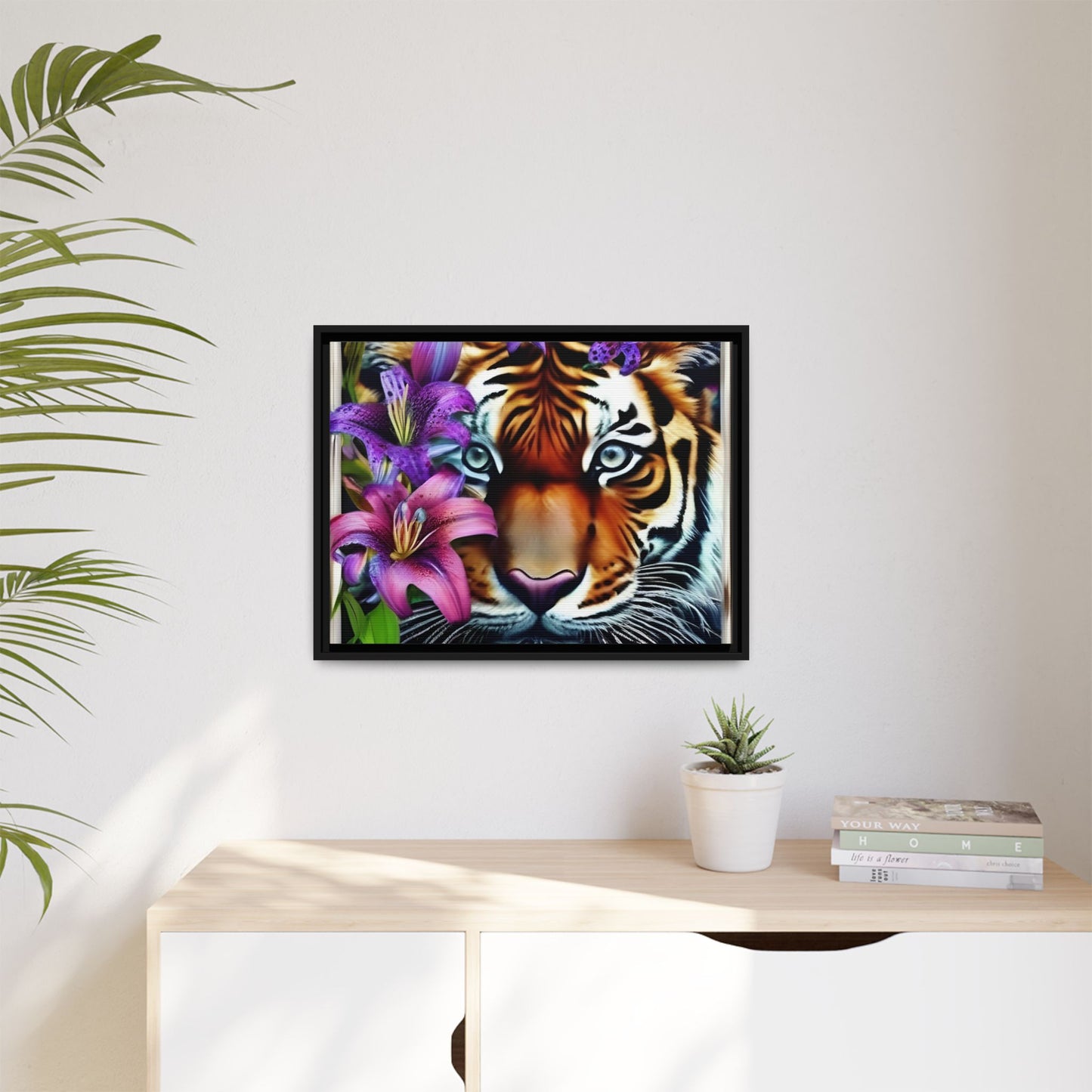 R&RH Vibrant Tiger Floral Framed Canvas Art