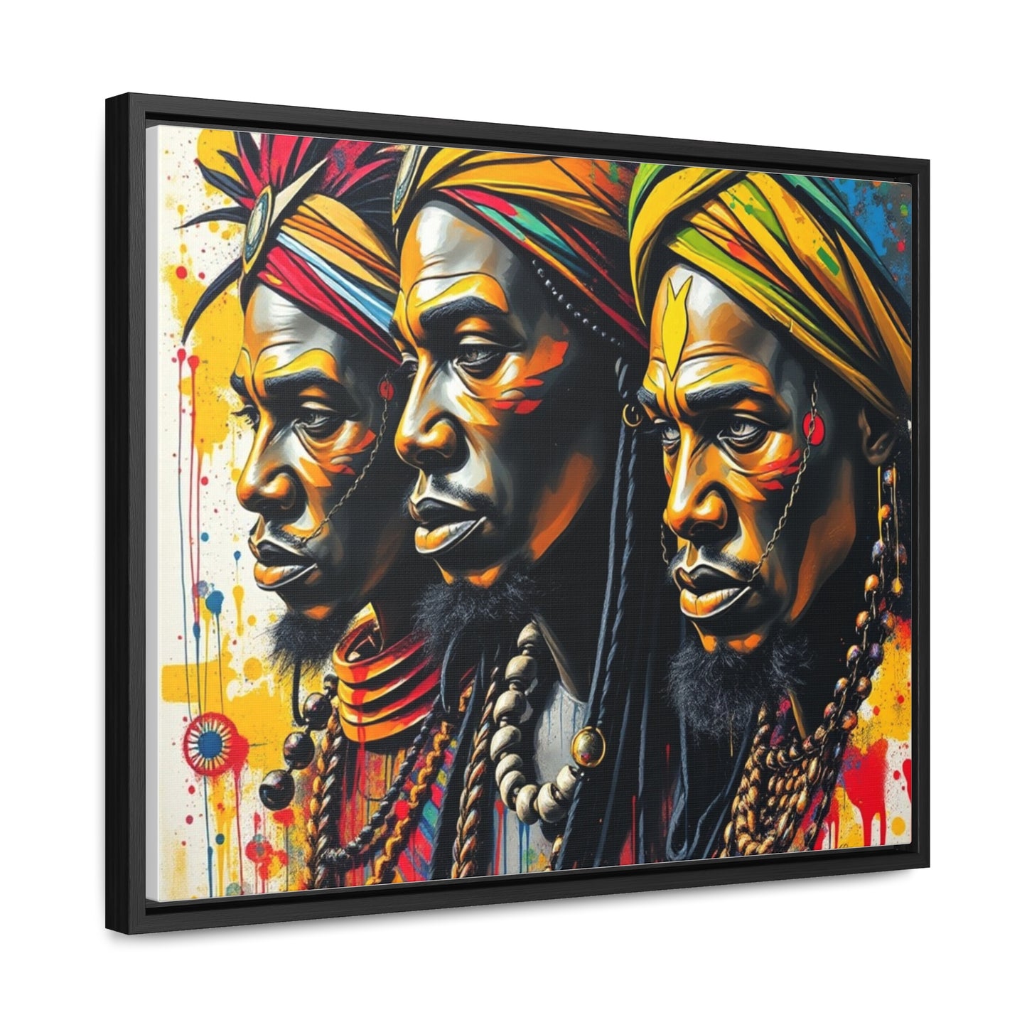 R&RH Cultural Heritage Canvas Wrap - Vibrant Art of Three Warriors