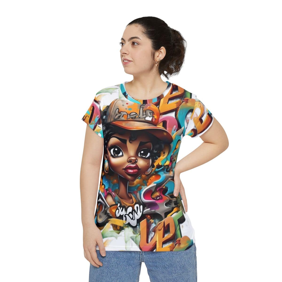 R&RH Vibrant Street Art Women's Short Sleeve Multicolor Shirt - Graffiti Graphic Tee