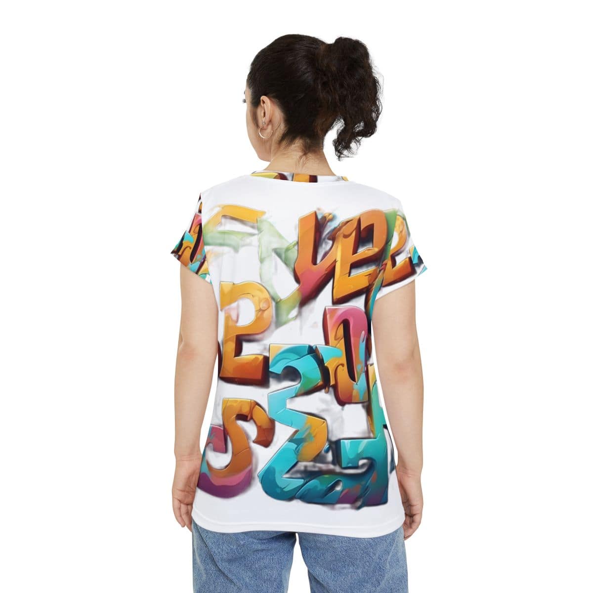 R&RH Vibrant Street Art Women's Short Sleeve Multicolor Shirt - Graffiti Graphic Tee