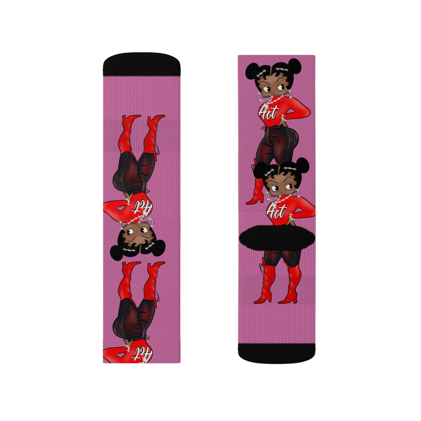 R_RH Pink Caricature Sublimation Socks