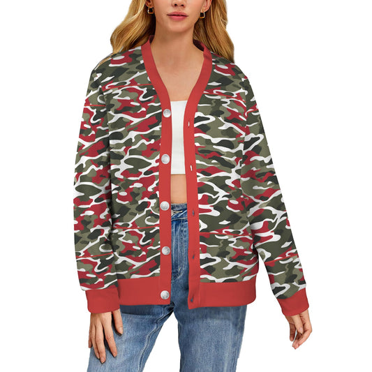 R&RH Womens camoflage and Red Designer Sweater