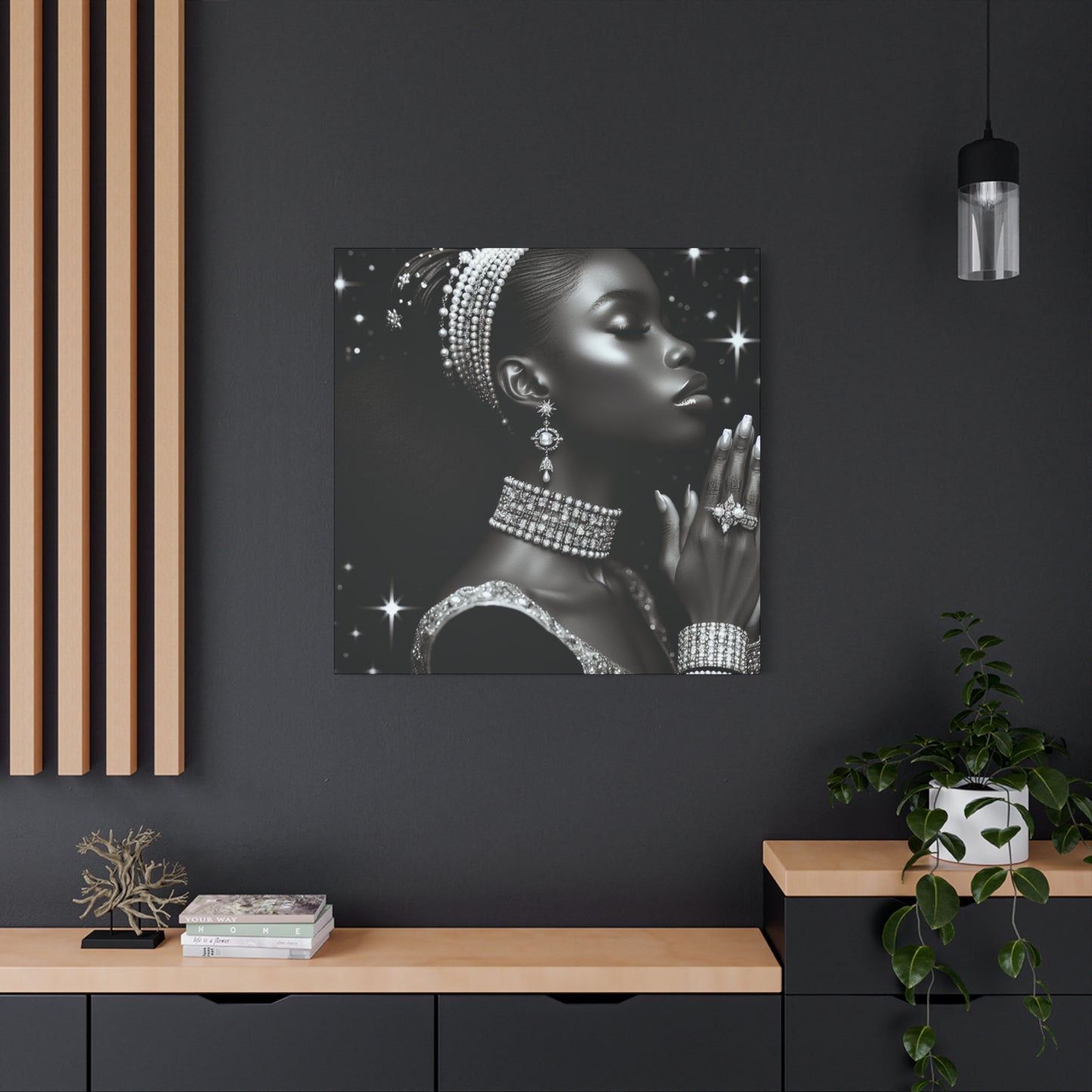 Elegant Black Woman Canvas Art - Stretched Wall Decor for Home