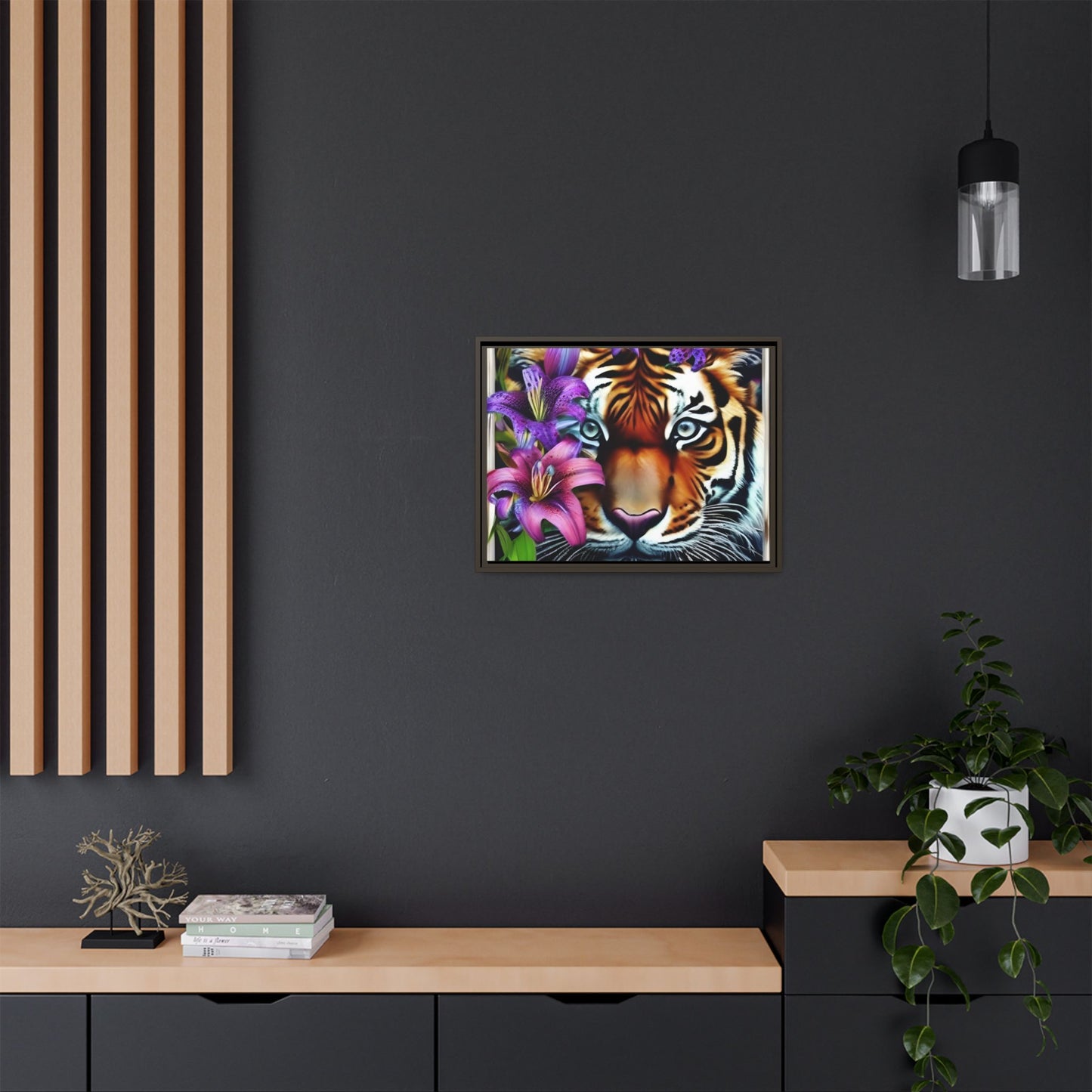 R&RH Vibrant Tiger Floral Framed Canvas Art