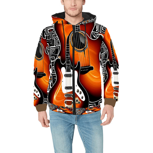 Men's Hooded Guitar Bomber Jacket