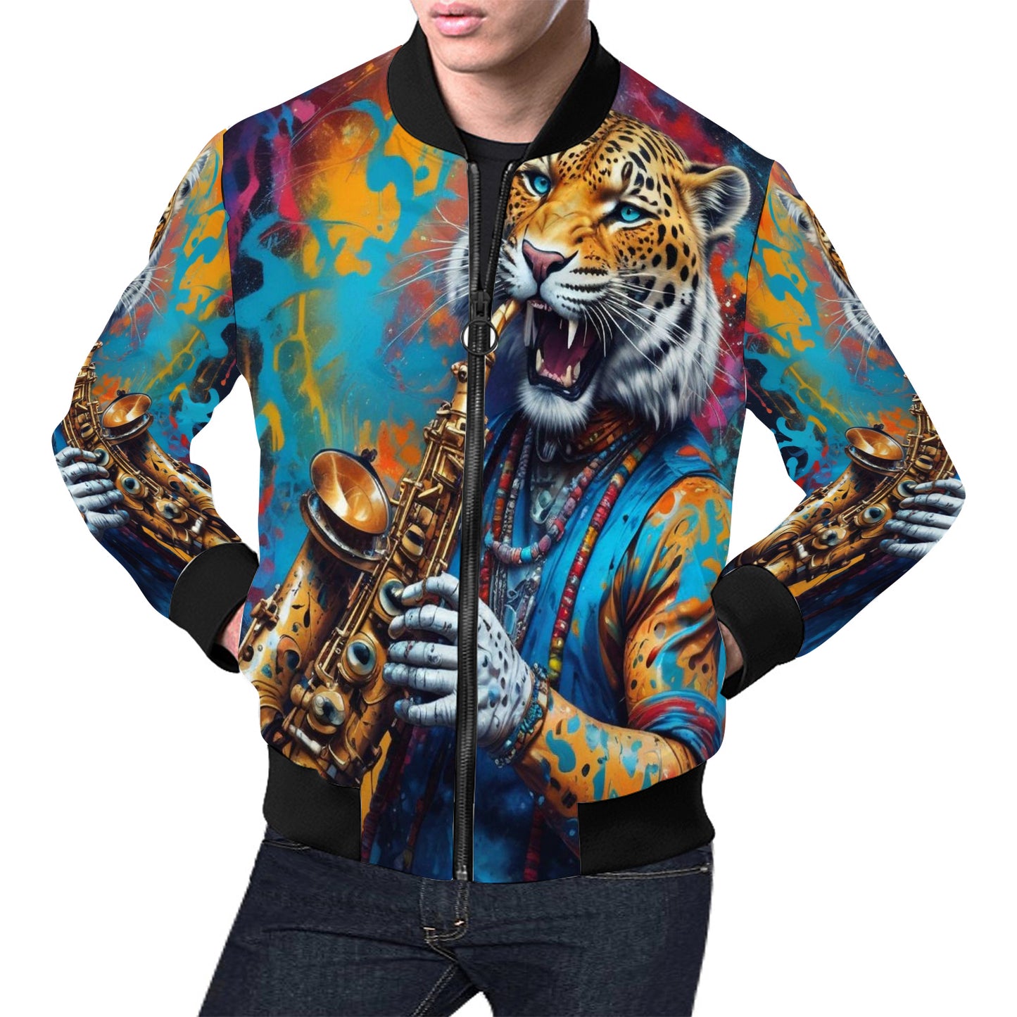 R&RH Men's Leopard Saxophone Casual Designer Jacket - Rich and Rich Homeopportunities 