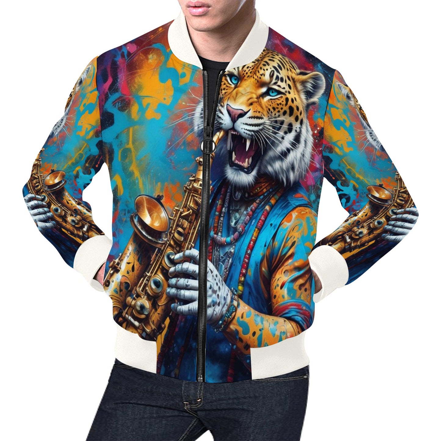 R&RH Men's Leopard Saxophone Casual Designer Jacket - Rich and Rich Homeopportunities 