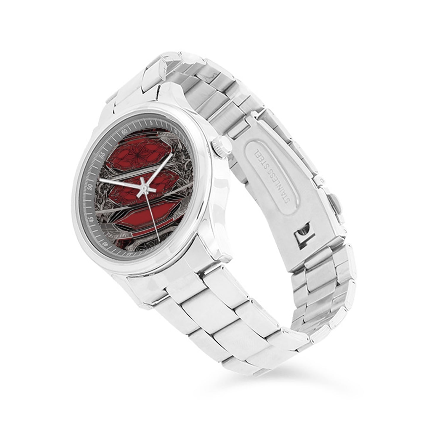 R&RH Red Pattern Men's Stainless Steel Watch