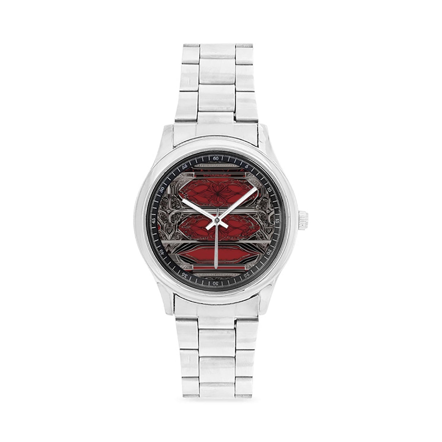 R&RH Red Pattern Men's Stainless Steel Watch