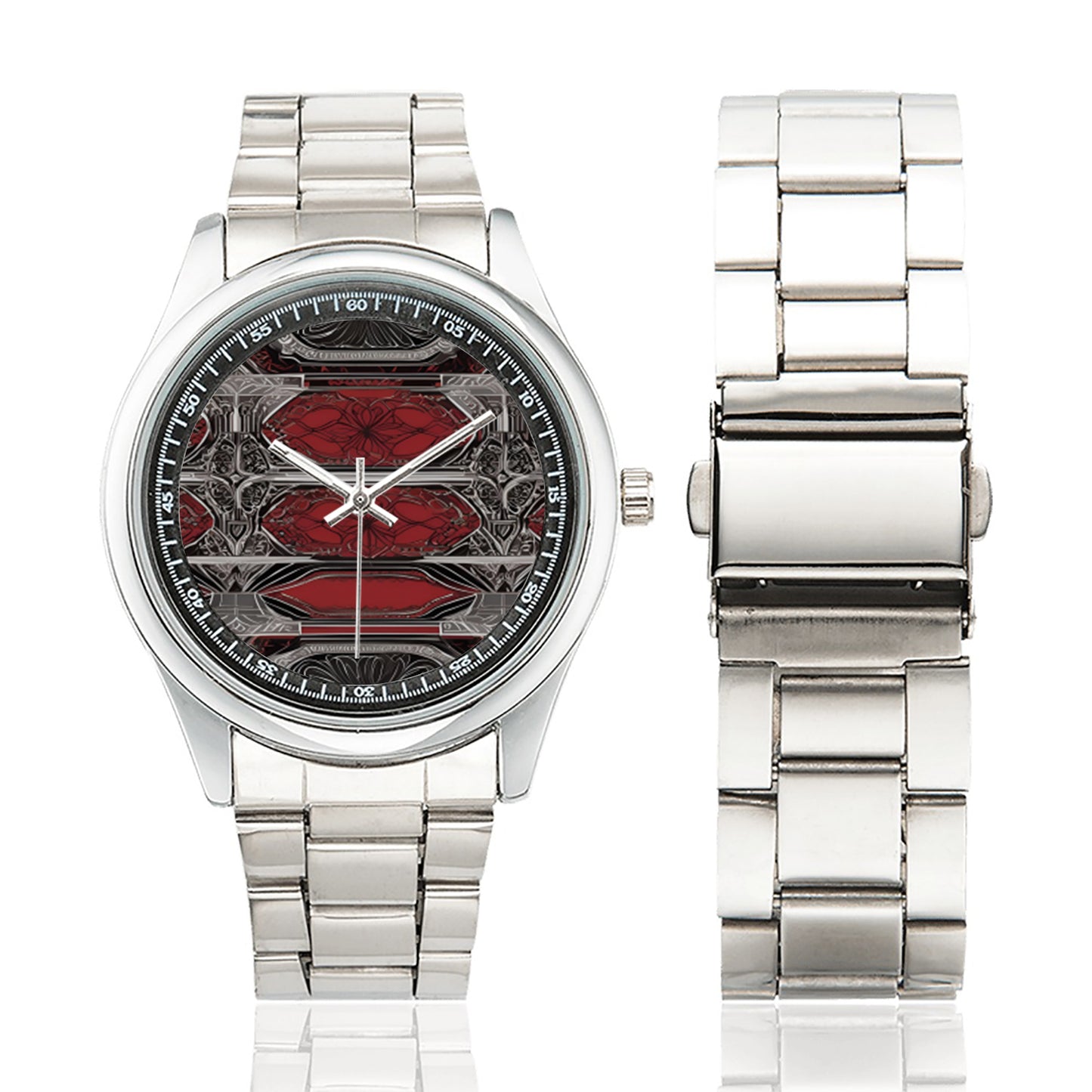 R&RH Red Pattern Men's Stainless Steel Watch