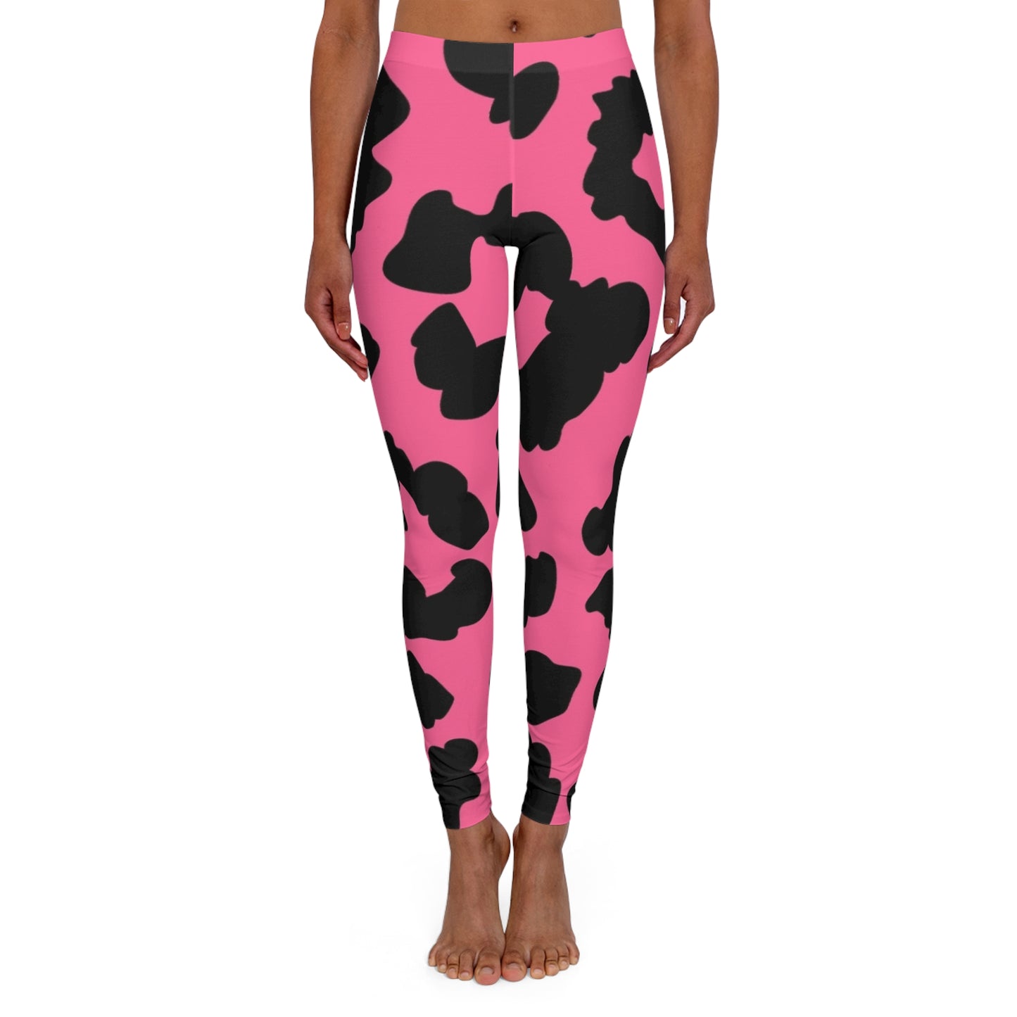 Womens Pink Spotted Spandex Leggings