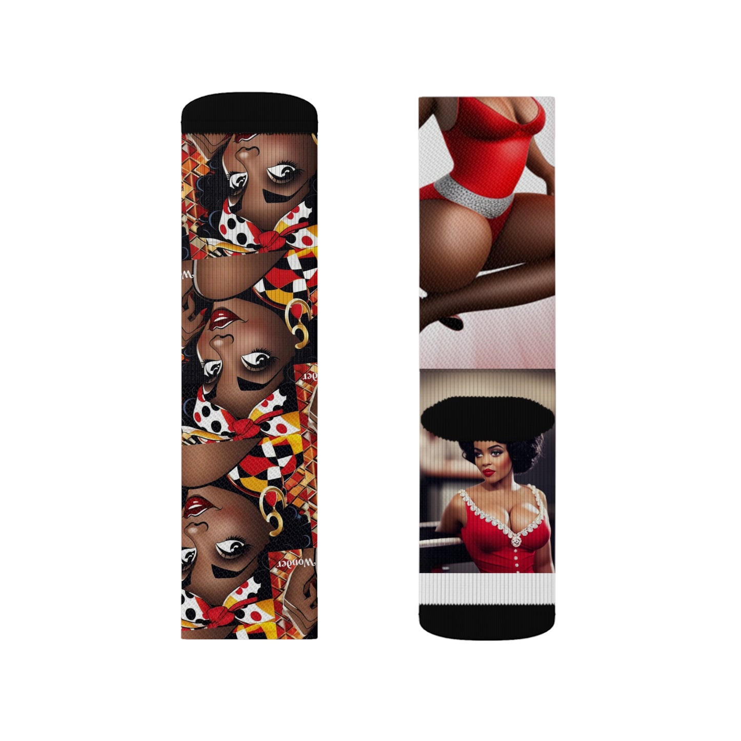 R_RH Red Caricature Sublimation Socks