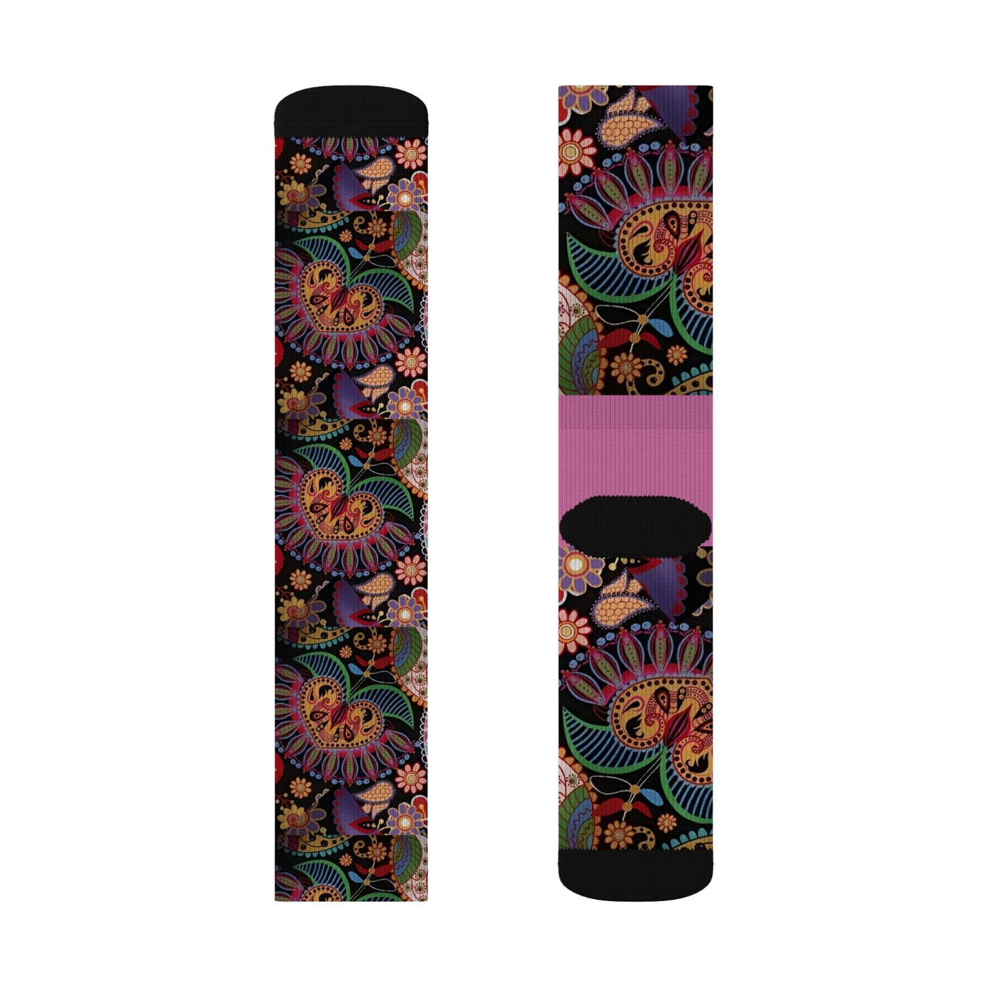 R&RH Pink Designer Floral Sublimation Socks