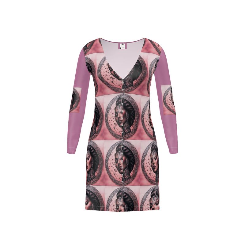 R&RH Pink Designer Button Cardigan Dress