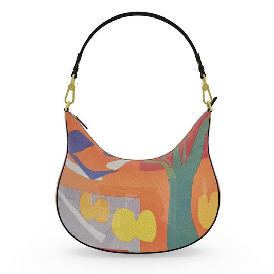 R&RH Orange Abstract Designer Curve Hobo Bag