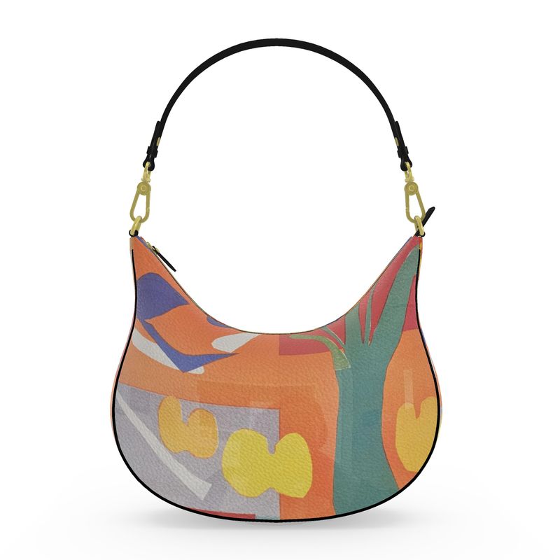 R&RH Orange Abstract Designer Curve Hobo Bag