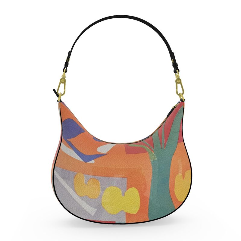 R&RH Orange Abstract Designer Curve Hobo Bag