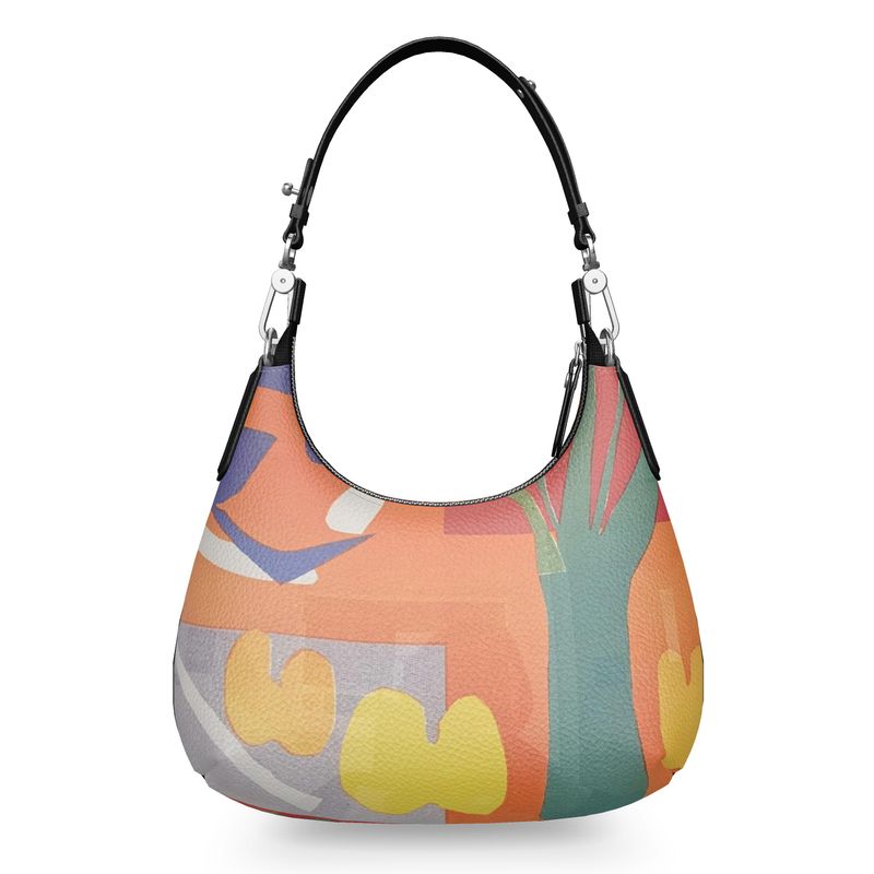 R&RH Orange Abstract Designer Mini Curve Bag