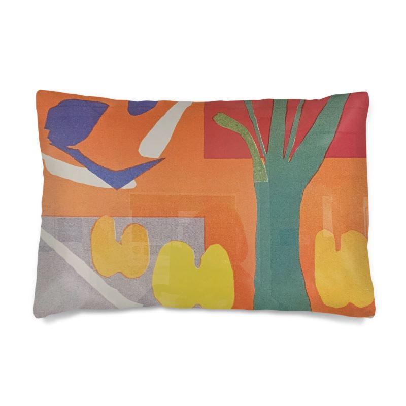 R&RH Orange Abstract Designer Silk Pillow Case