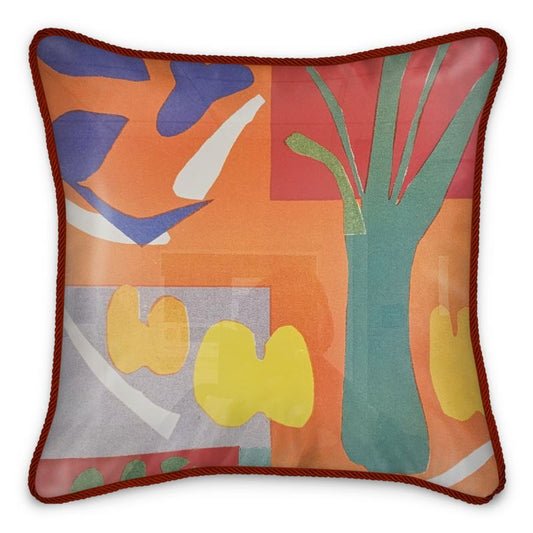 R&RH Orange Abstract Designer Silk Pillows