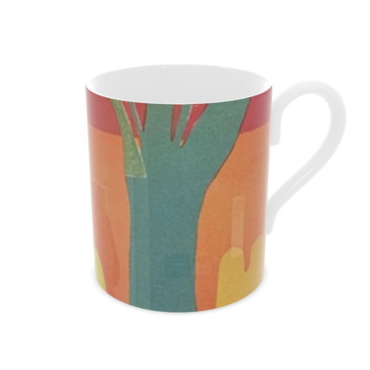 R&RH Orange Abstract Designer Bone China Mug