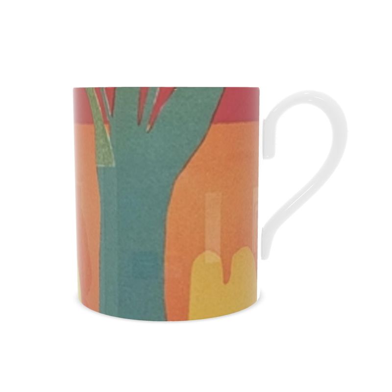 R&RH Orange Abstract Designer Bone China Mug