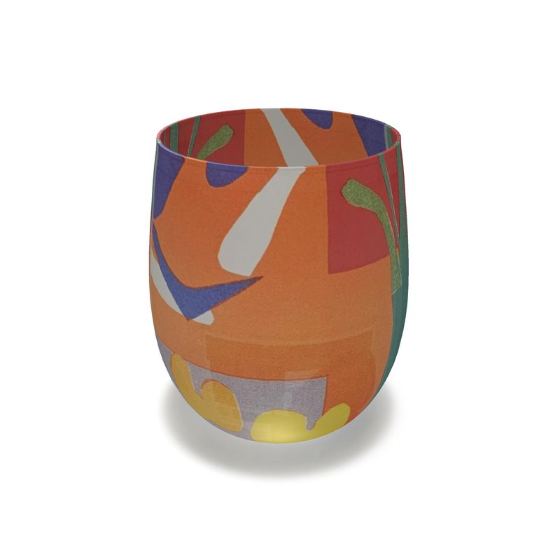 R&RH Orange Abstract Designer Water Glass