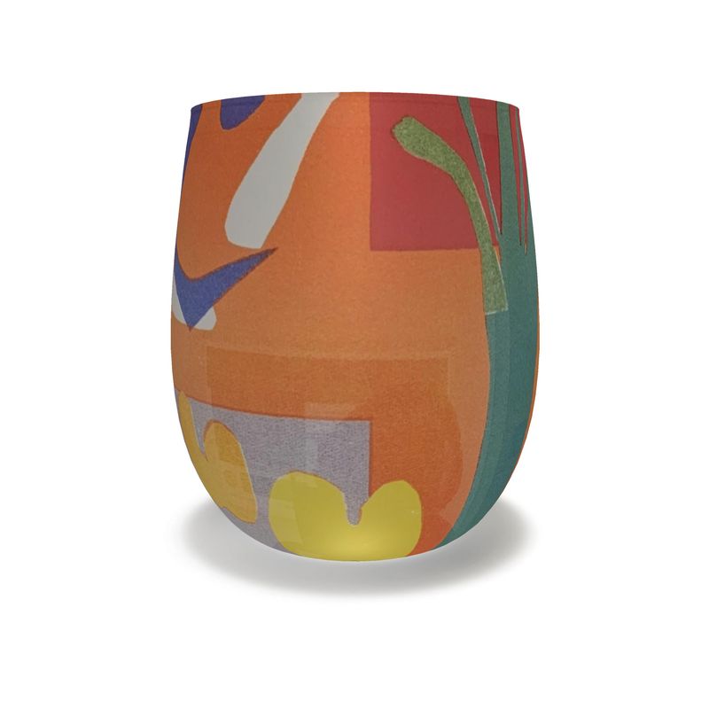 R&RH Orange Abstract Designer Water Glass