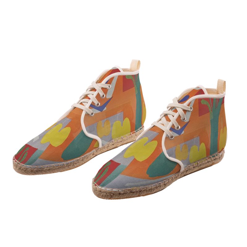 R&RH Orange Abstract Designer Hi Top Espadrilles