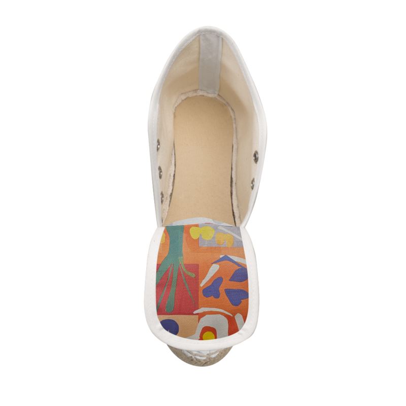 R&RH Orange Abstract Designer Ladies Wedge Espadrilles