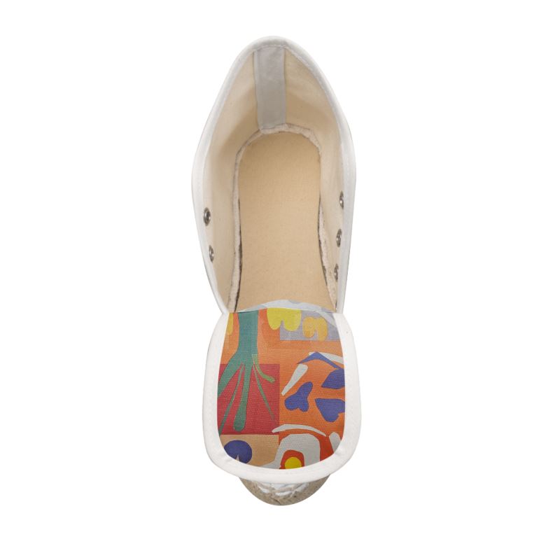 R&RH Orange Abstract Designer Ladies Wedge Espadrilles