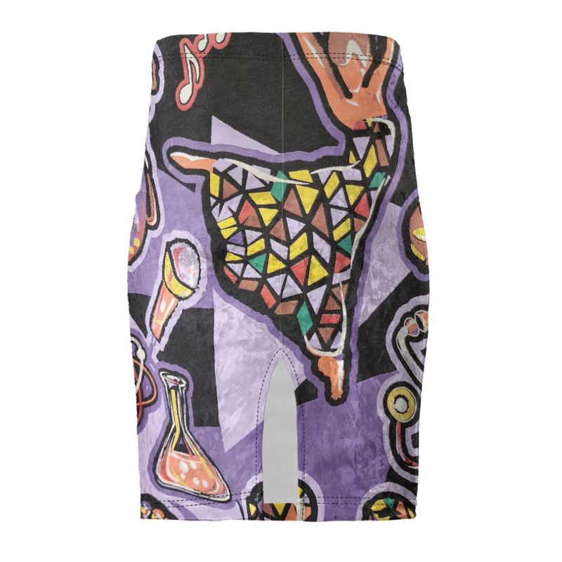 R&RH Purple Abstract Pencil Skirt