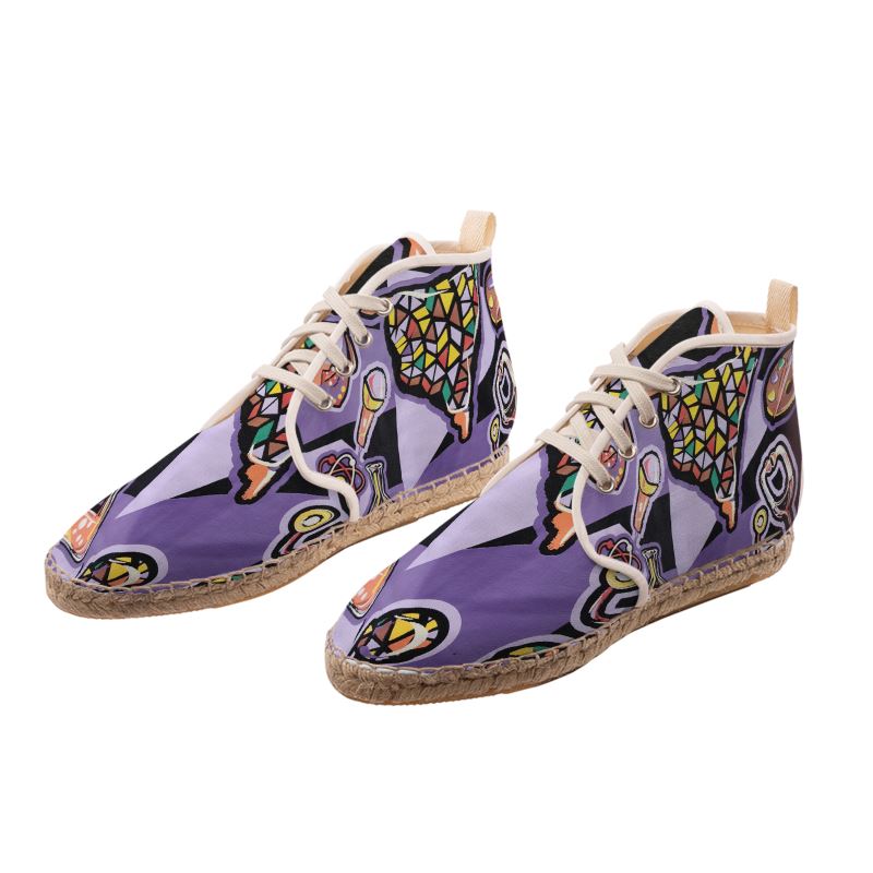 R&RH Purple Love Abstract Artwork Hi Top Espadrilles