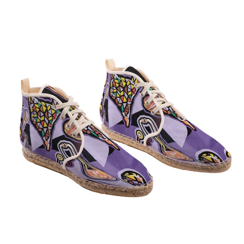 R&RH Purple Love Abstract Artwork Hi Top Espadrilles