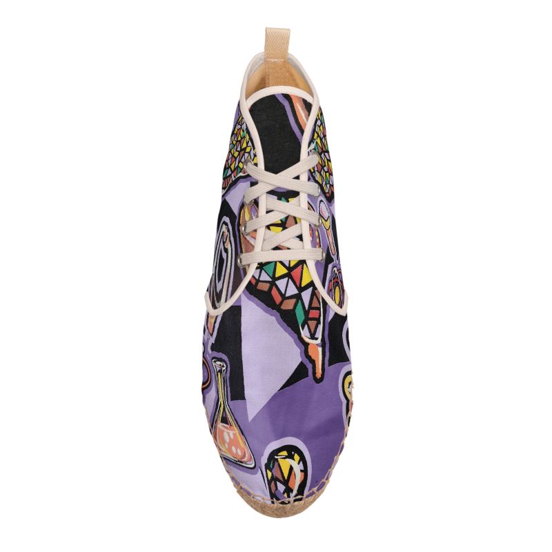 R&RH Purple Love Abstract Artwork Hi Top Espadrilles