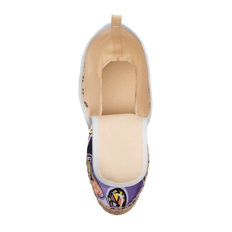 R&RH Purple Love Abstract Artwork Hi Top Espadrilles