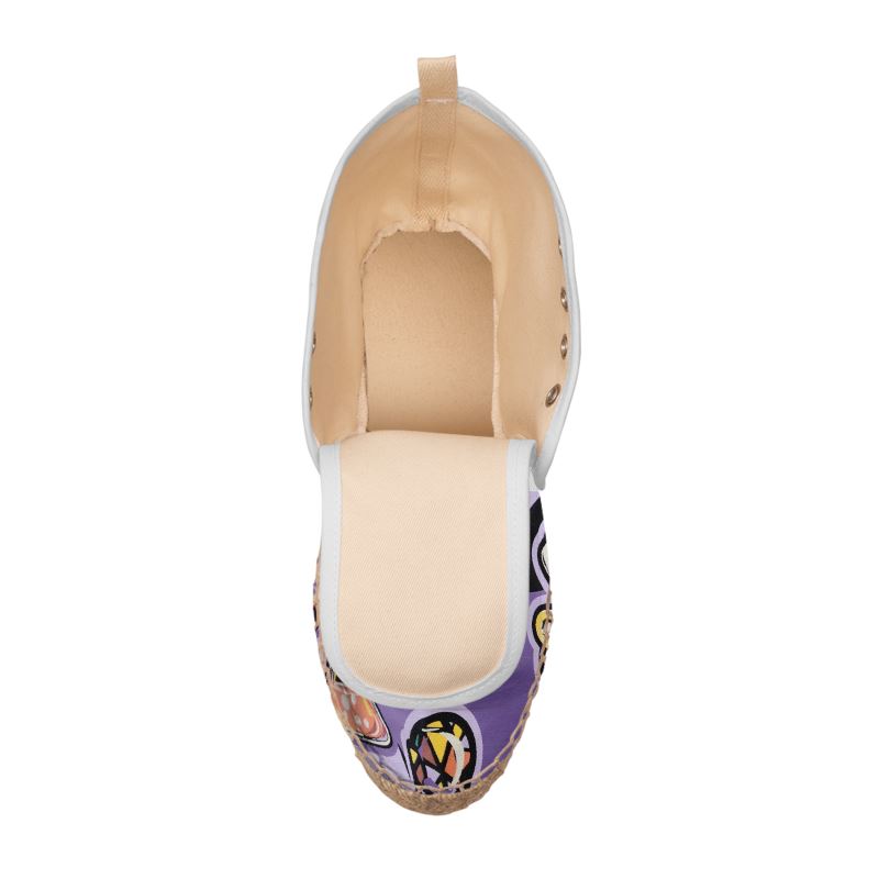 R&RH Purple Love Abstract Artwork Hi Top Espadrilles