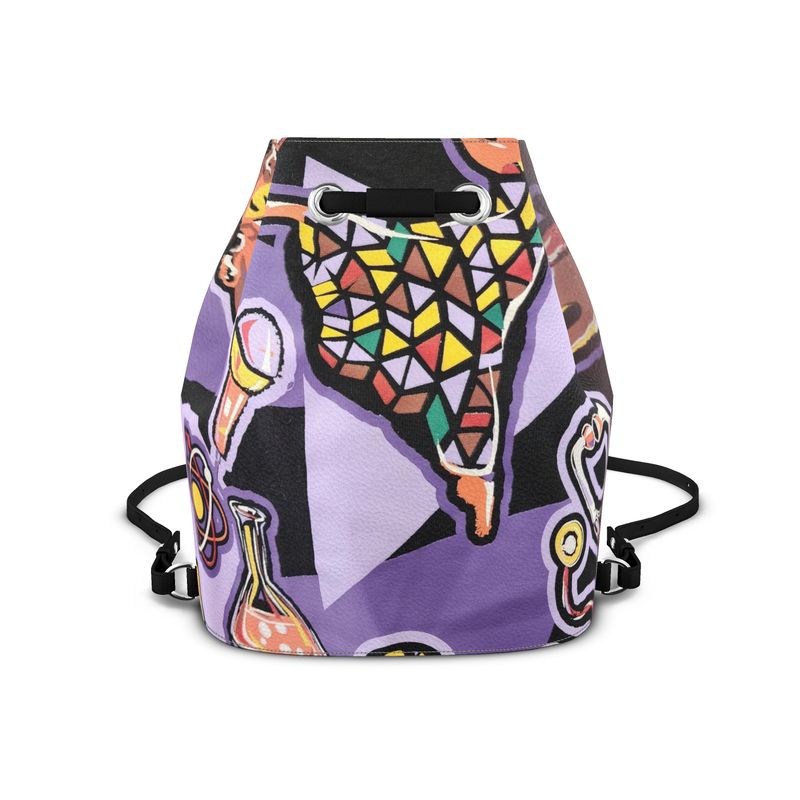 R&RH Purple Abstract Designer Bucket Backpack - Rich and Rich Homeopportunities 