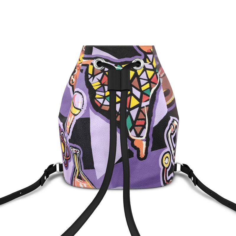 R&RH Purple Abstract Designer Bucket Backpack - Rich and Rich Homeopportunities 