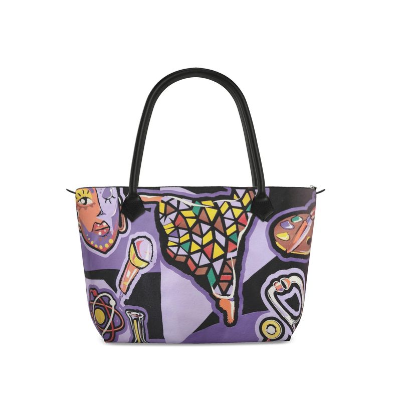 R&RH Purple Abstract Zip Top Handbag