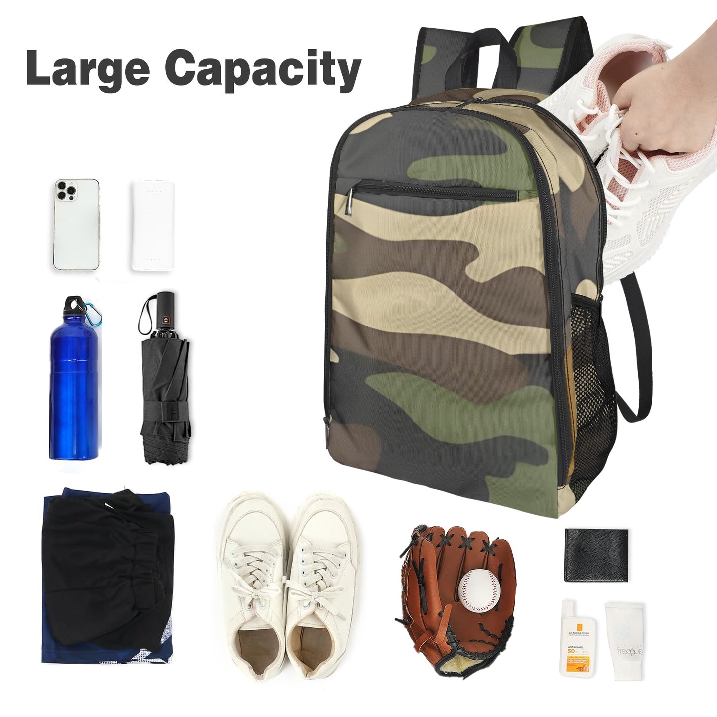 R&RH Camo Green Unisex Travel Backpack Leisure Sports Backpack