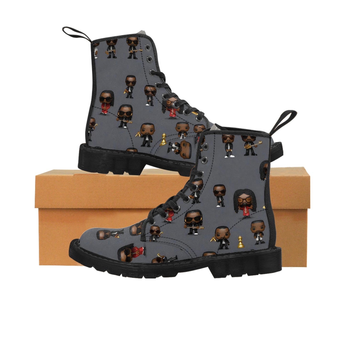 R_RH Caricature Toons Grey Men's Canvas Boots