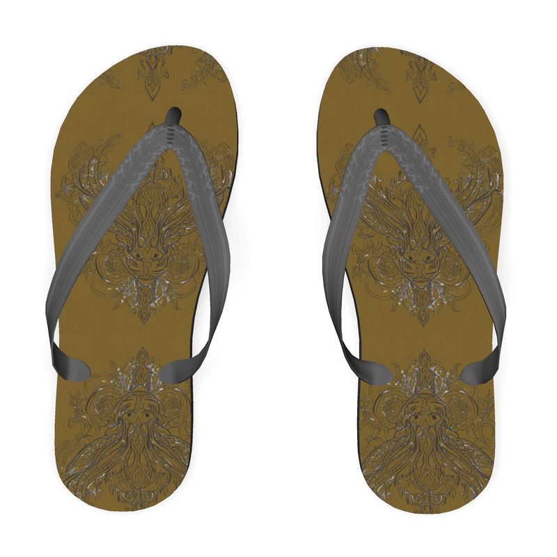 R&RH Mens Designer Brown Flip Flops