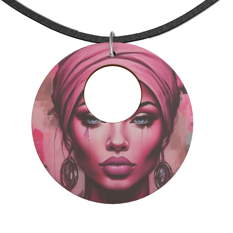 R&RH Her Eyes Pink Unisex Designer Wooden Pendant Organic Shapes