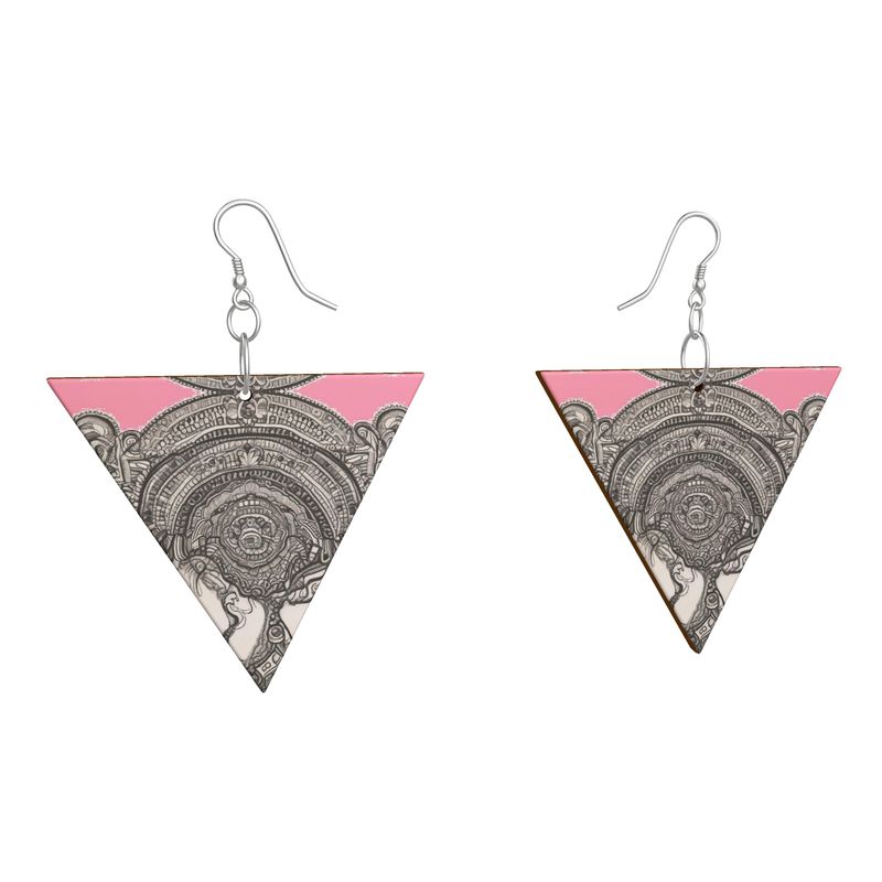 R&RH PinkDestiny Designer Wooden Earrings: Geometric Shape