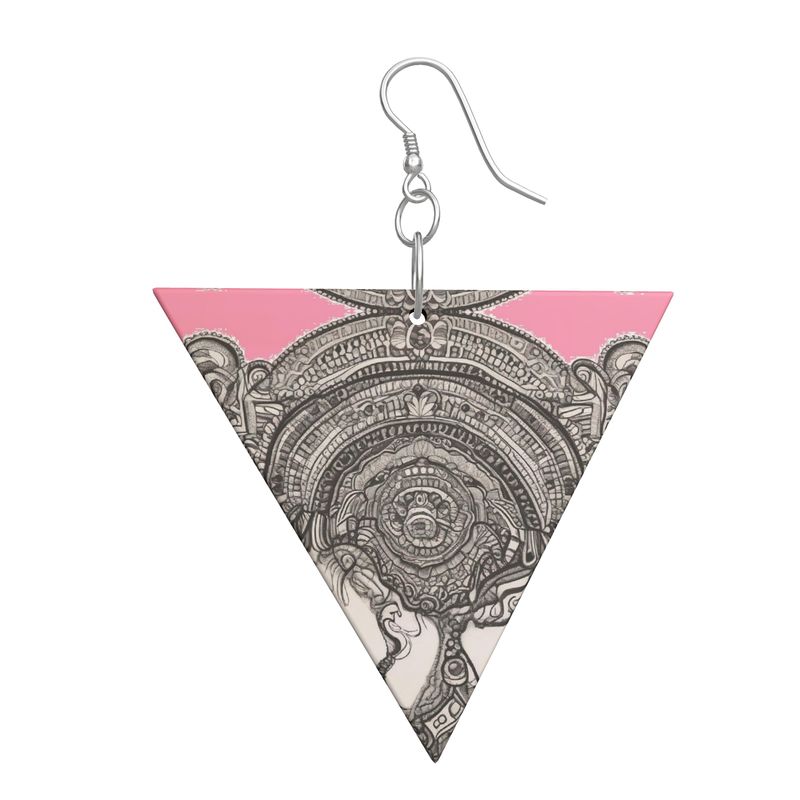 R&RH PinkDestiny Designer Wooden Earrings: Geometric Shape