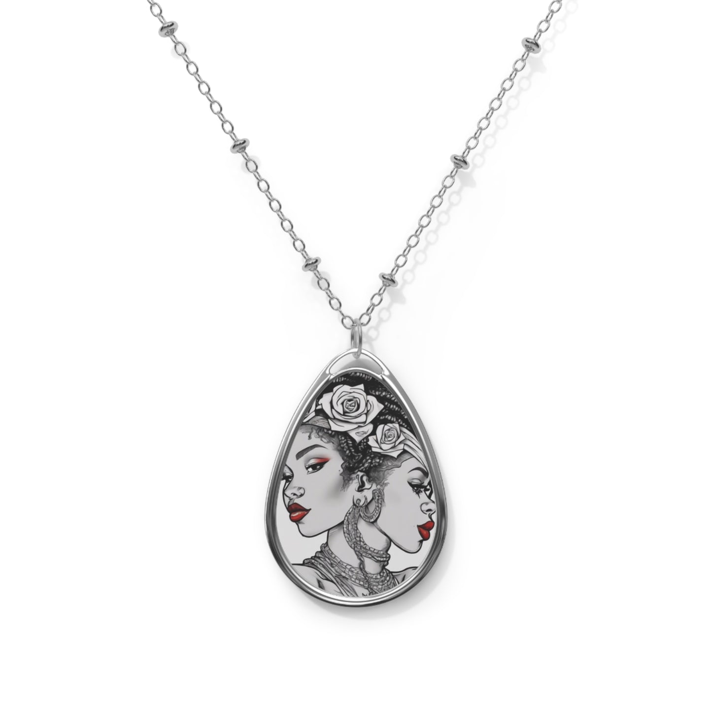 R&RH Elegant Oval Necklace with Dual Portrait Design - Perfect Gift for Celebrations and Everyday Wear