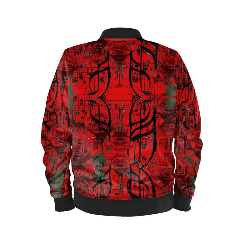 R&RH Musical Lyrics Mens Red Bomber Jacket